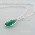 Beautiful Green Onyx Wedding s925 Collier en argent sterling